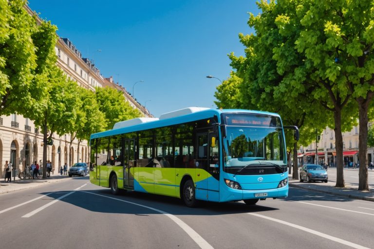 Bus électrique du réseau Citibus dans une rue de Narbonne