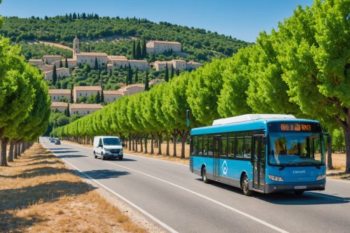 Bus régional Mouv'enbus sur une route de Provence Verte