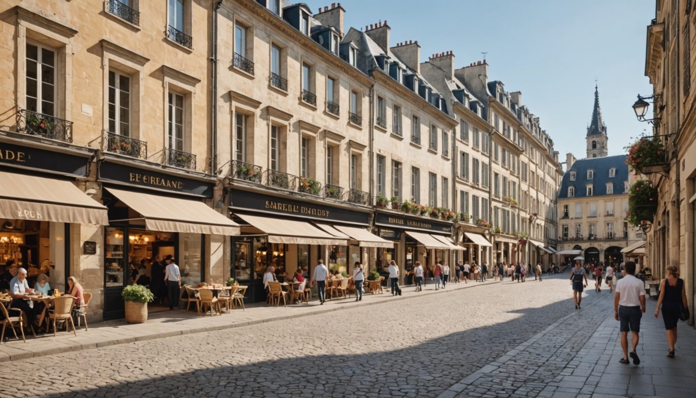 Rue commerçante animée du centre-ville d'Orléans
