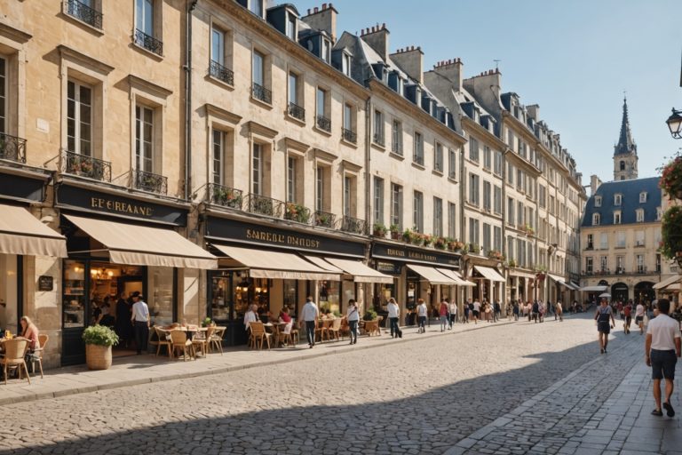 Rue commerçante animée du centre-ville d'Orléans