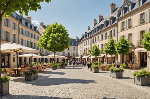 Centre-ville rénové et végétalisé de Valdahon dans le Doubs