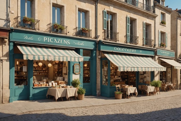 Devantures de commerces indépendants dans une rue commerçante