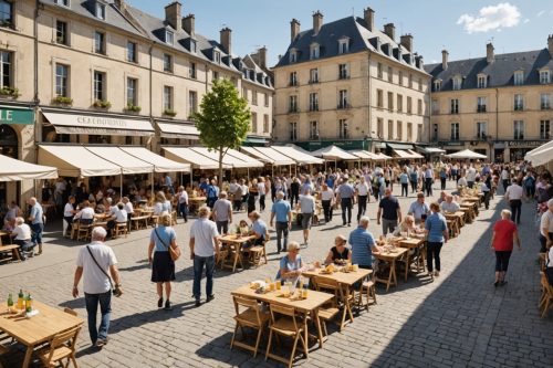 Stands d'associations locales installés sur une place lors d'un forum des associations en France