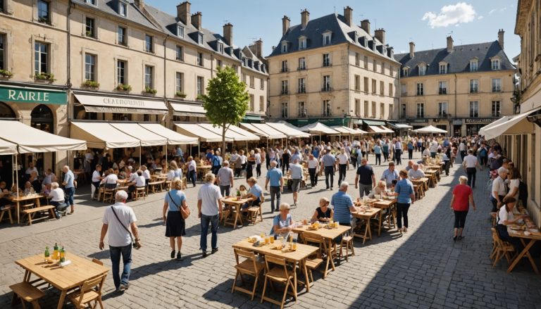 Stands d'associations locales installés sur une place lors d'un forum des associations en France