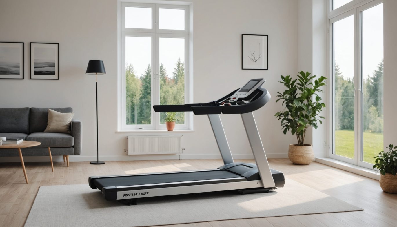 Tapis de course moderne dans un salon lumineux