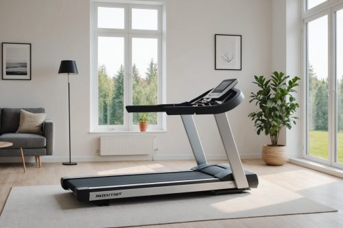 Tapis de course moderne dans un salon lumineux