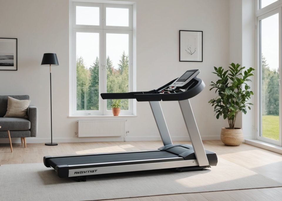 Tapis de course moderne dans un salon lumineux