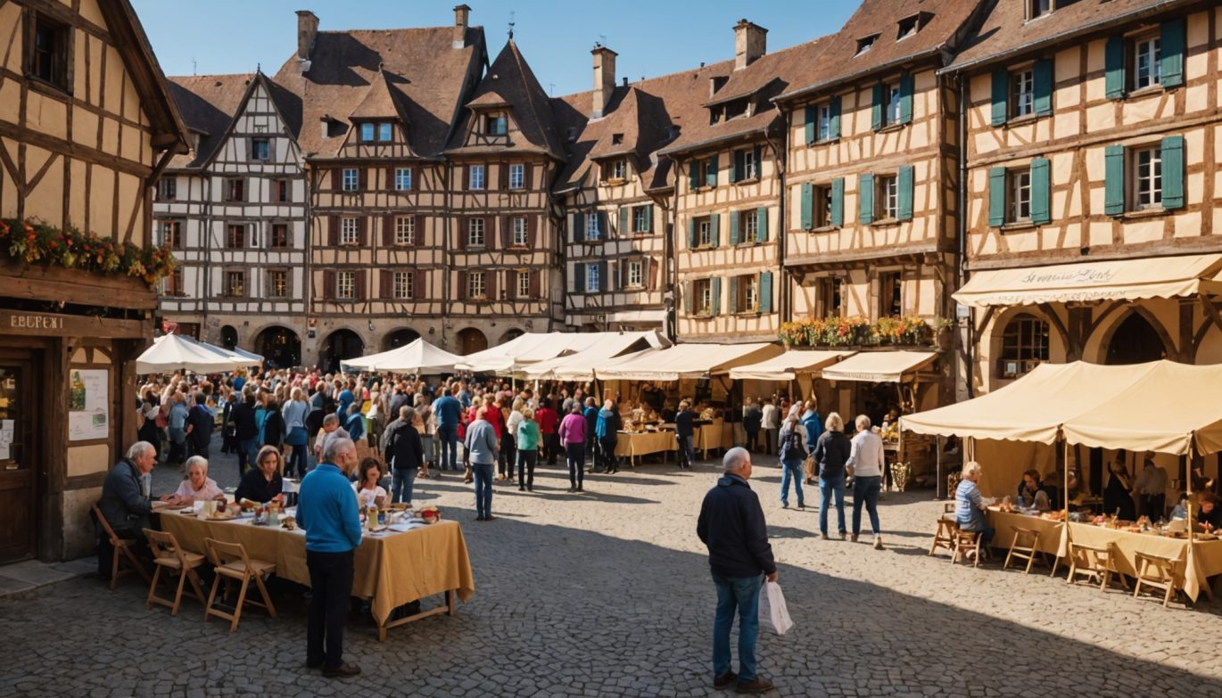 Stands associatifs et visiteurs réunis en plein air à Colmar
