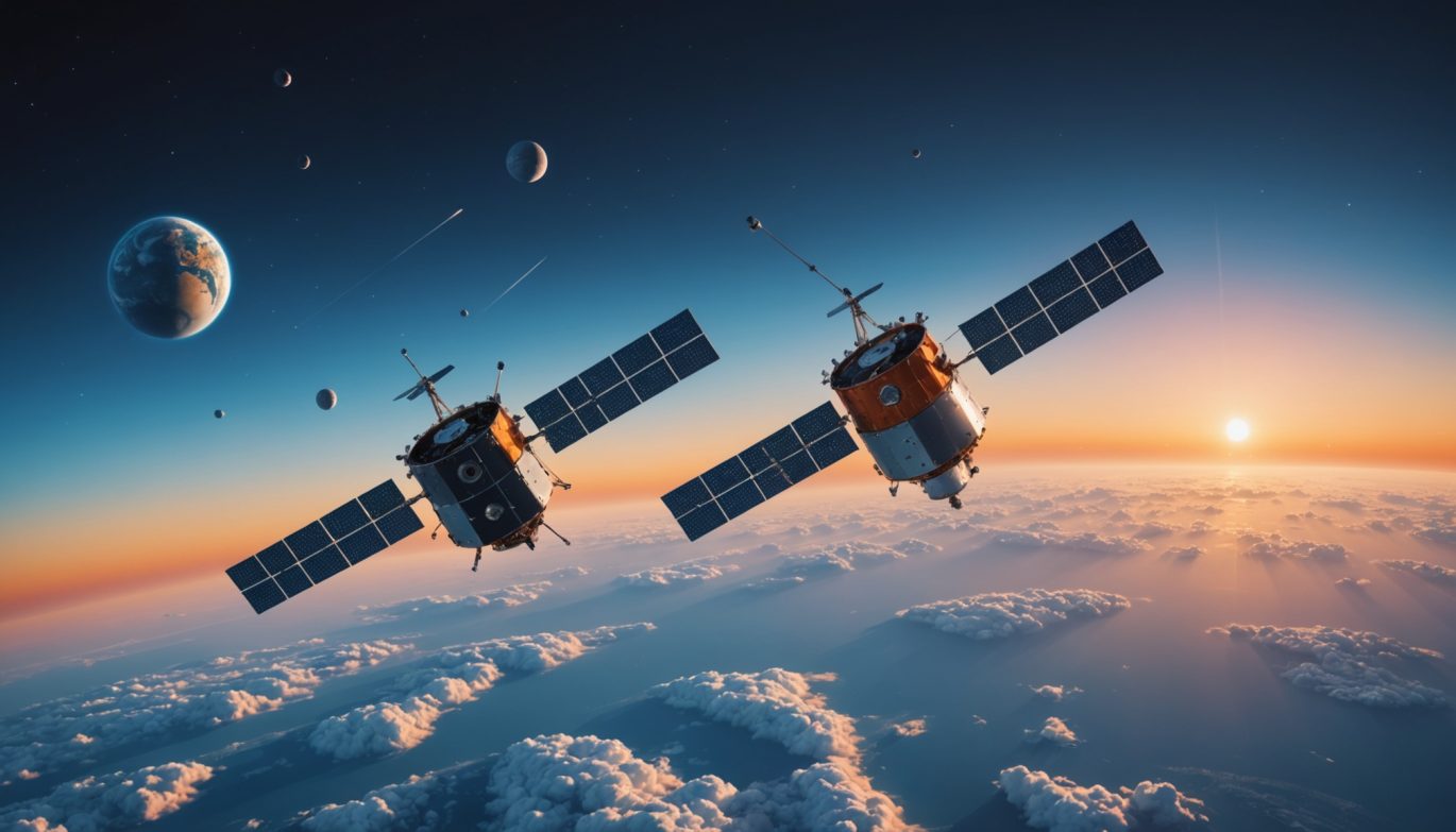 Illustration de satellites équipés d'intelligence artificielle en orbite autour de la Terre